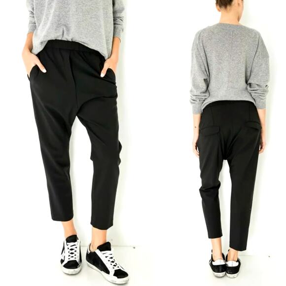 NWT! Nili Lotan 2 Slouchy WOOL $495 Delancy Pants Drawstring Elastic Waist Paris